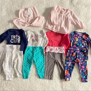 Bundle 5 sets of 6-9m baby pajamas/clothing outfit